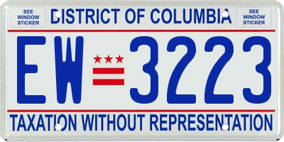 DC license plate EW3223