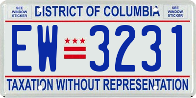 DC license plate EW3231