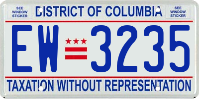 DC license plate EW3235