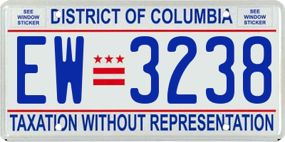 DC license plate EW3238