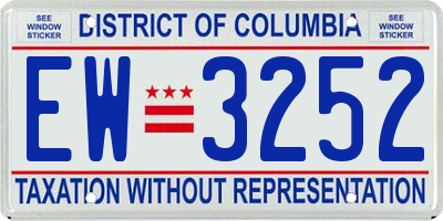 DC license plate EW3252