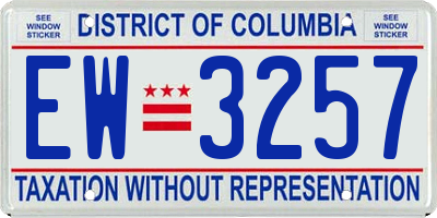 DC license plate EW3257
