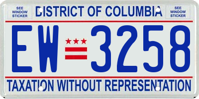 DC license plate EW3258