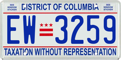 DC license plate EW3259