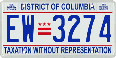 DC license plate EW3274