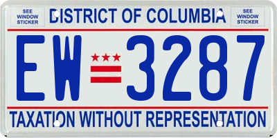 DC license plate EW3287