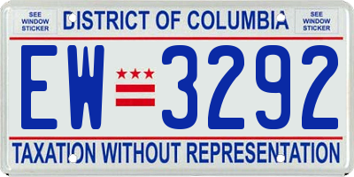 DC license plate EW3292