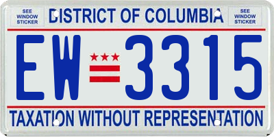 DC license plate EW3315