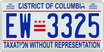 DC license plate EW3325