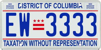 DC license plate EW3333