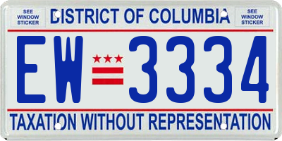 DC license plate EW3334