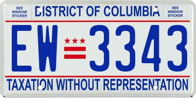 DC license plate EW3343