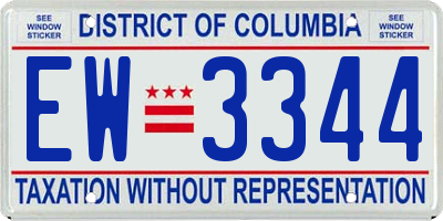 DC license plate EW3344