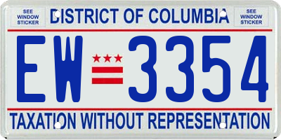 DC license plate EW3354