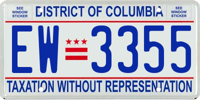 DC license plate EW3355