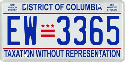 DC license plate EW3365