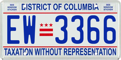 DC license plate EW3366