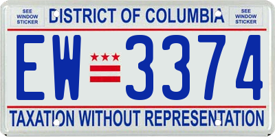 DC license plate EW3374