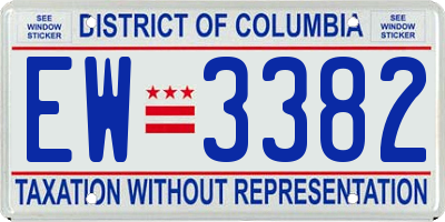 DC license plate EW3382