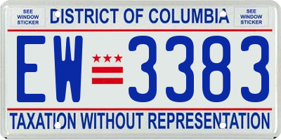 DC license plate EW3383