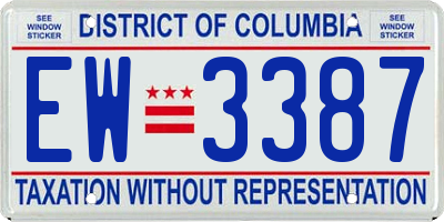 DC license plate EW3387