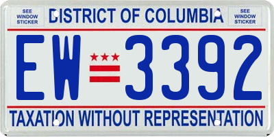 DC license plate EW3392