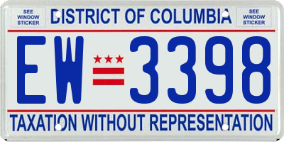 DC license plate EW3398