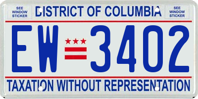 DC license plate EW3402