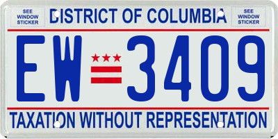 DC license plate EW3409