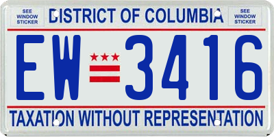 DC license plate EW3416