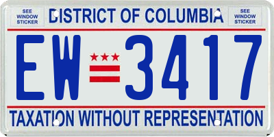 DC license plate EW3417
