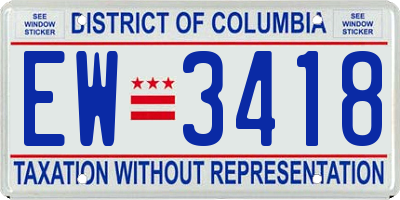 DC license plate EW3418