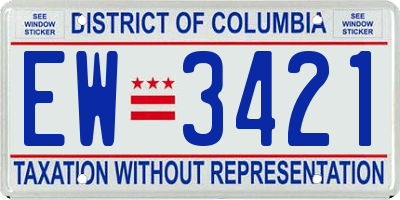DC license plate EW3421