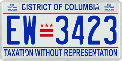 DC license plate EW3423