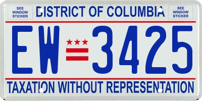 DC license plate EW3425