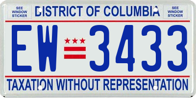 DC license plate EW3433
