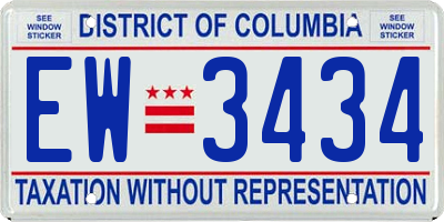 DC license plate EW3434