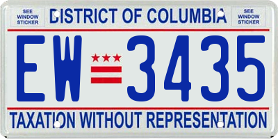 DC license plate EW3435