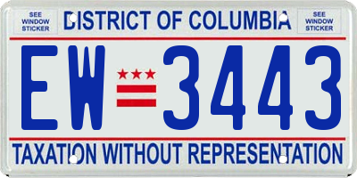 DC license plate EW3443