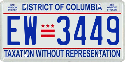 DC license plate EW3449