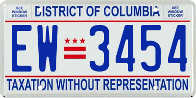 DC license plate EW3454
