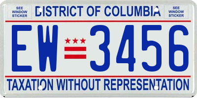 DC license plate EW3456