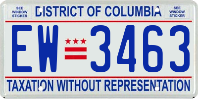 DC license plate EW3463