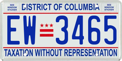DC license plate EW3465