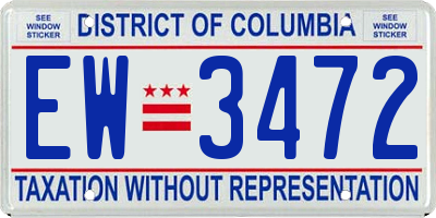 DC license plate EW3472