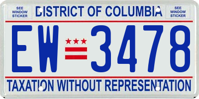 DC license plate EW3478