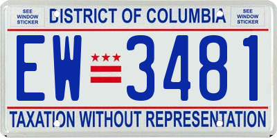 DC license plate EW3481