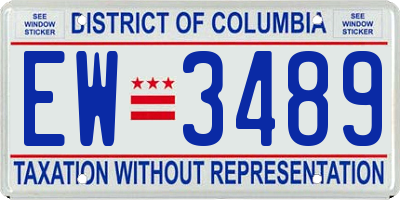 DC license plate EW3489