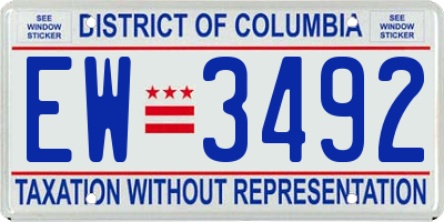 DC license plate EW3492