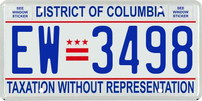 DC license plate EW3498